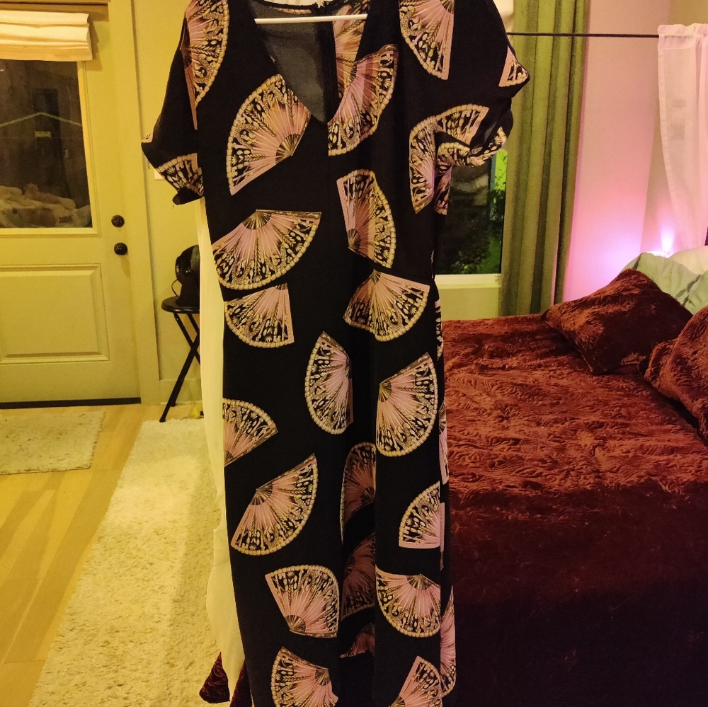 Ann Taylor Black and Pink Fan dress, size 14 - Picture 2 of 13